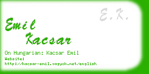 emil kacsar business card